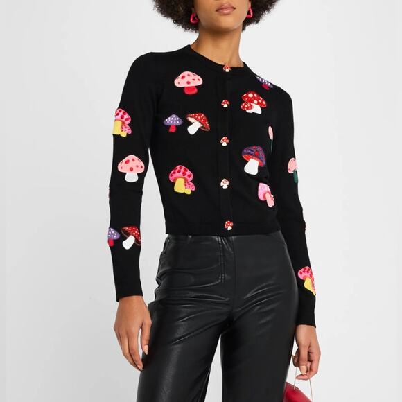 Alice + Olivia Ruthy Mushroom Wool-Blend Cardigan L - Picture 3 of 14